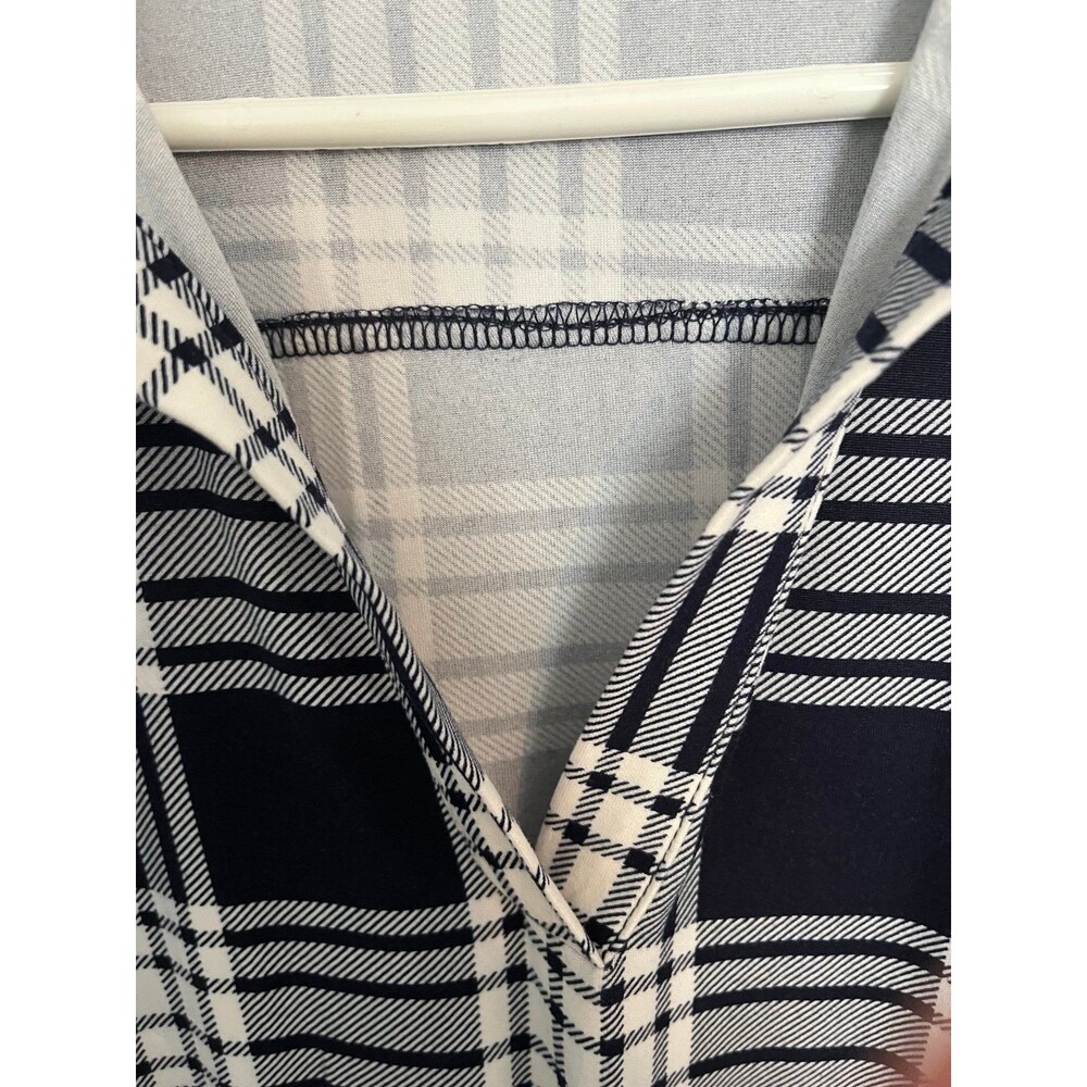 Ava & Viv Black and White Plaid Shirt Dress - Picture 3 of 7